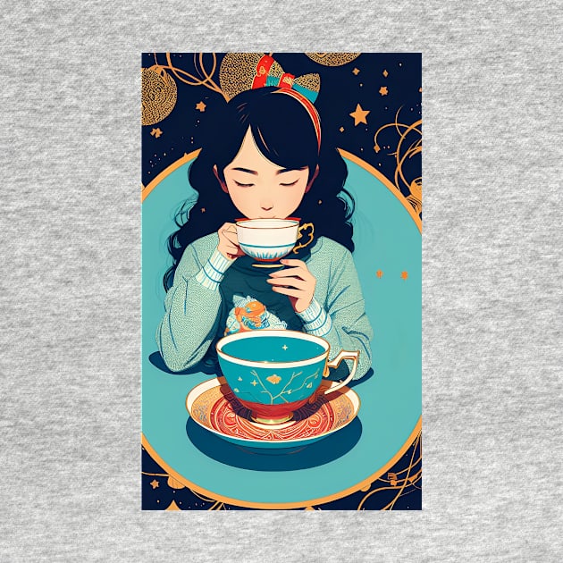 girl drinking tea by Muahh